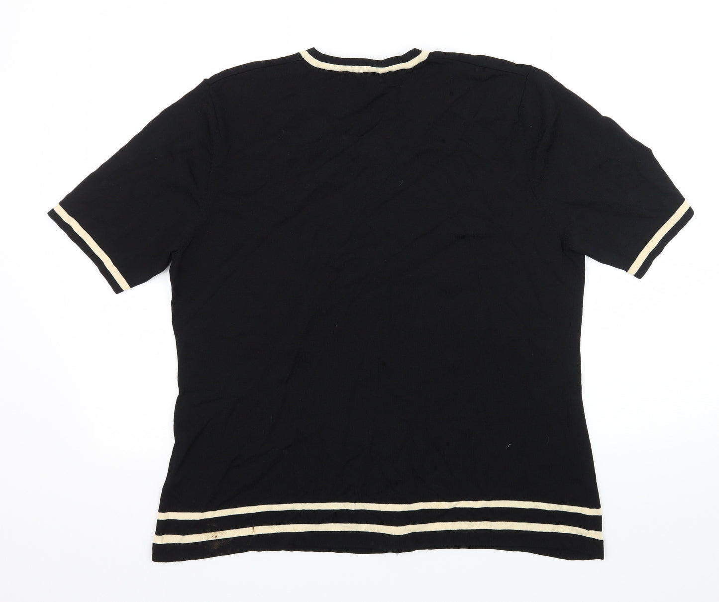 Jacques Vert Womens Black Striped  Basic T-Shirt Size L