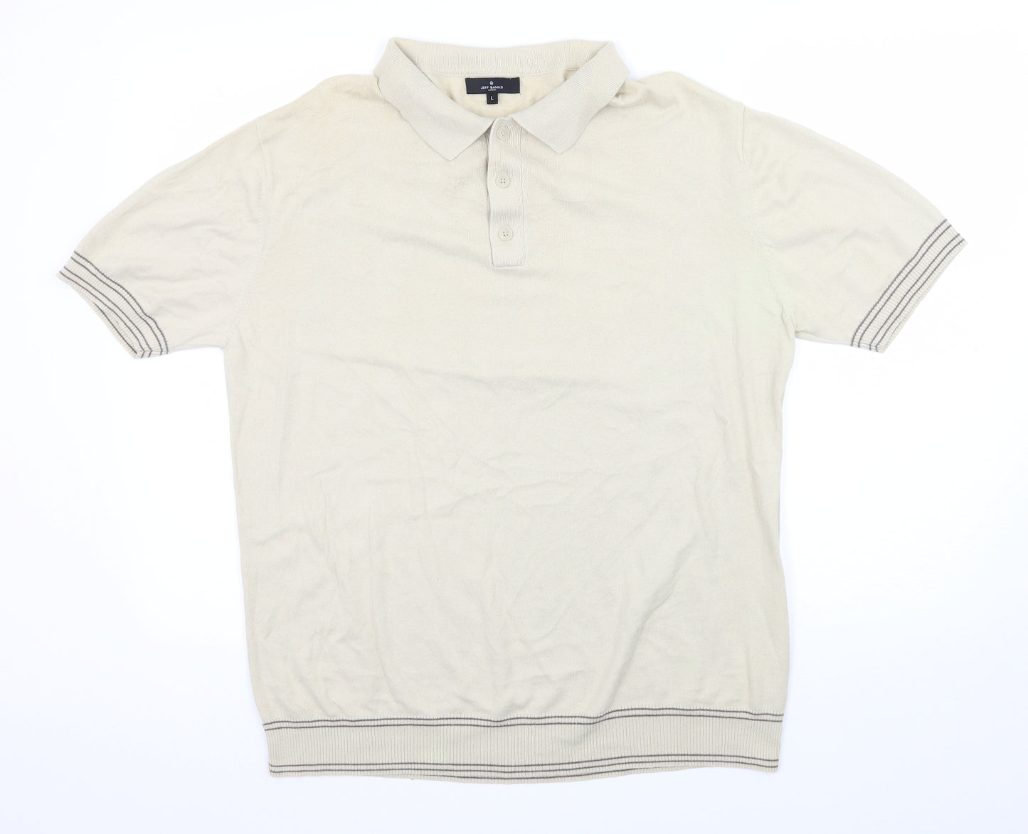 Jeff Banks Mens Beige  Knit  Button-Up Size L