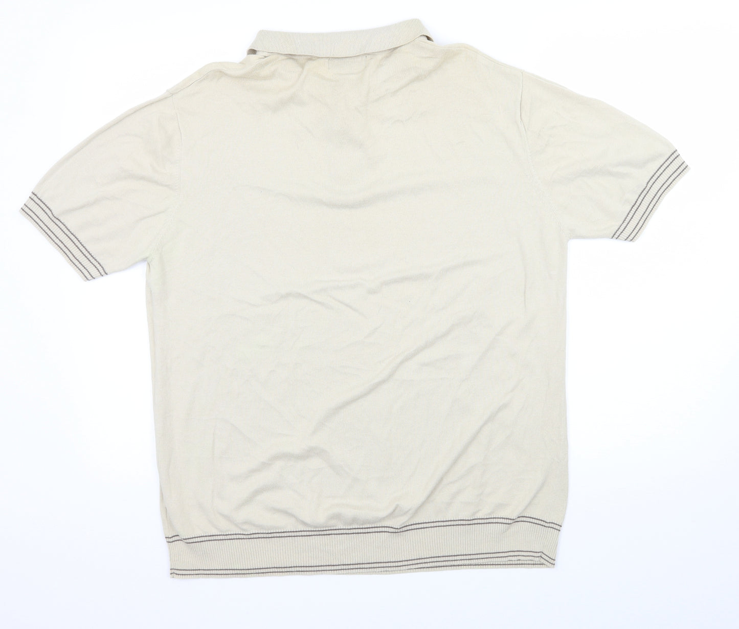 Jeff Banks Mens Beige  Knit  Button-Up Size L