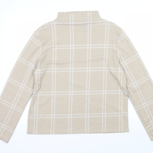 M&S Womens Beige Check  Basic T-Shirt Size 12