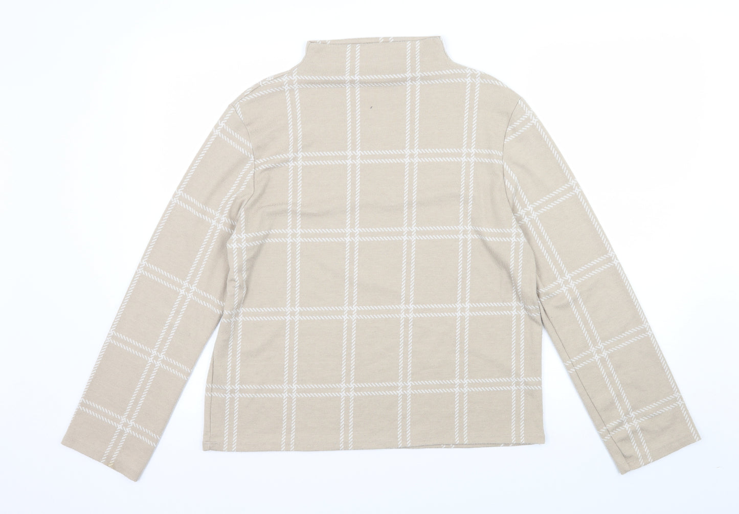 M&S Womens Beige Check  Basic T-Shirt Size 12