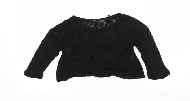 New Look Girls Black Knit Basic T-Shirt Size 9 Years