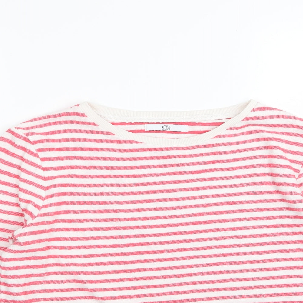 M&s Girls Multicoloured Striped  Basic T-Shirt Size 13-14 Years