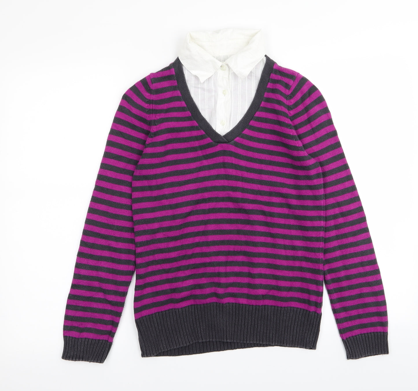 M&S Womens Multicoloured Striped  Pullover Jumper Size 12  - shirt/jumper