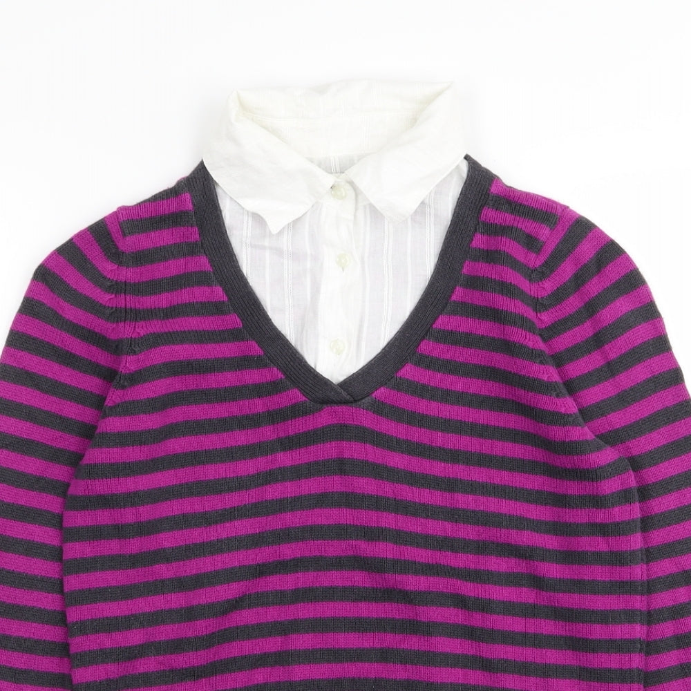 M&S Womens Multicoloured Striped  Pullover Jumper Size 12  - shirt/jumper
