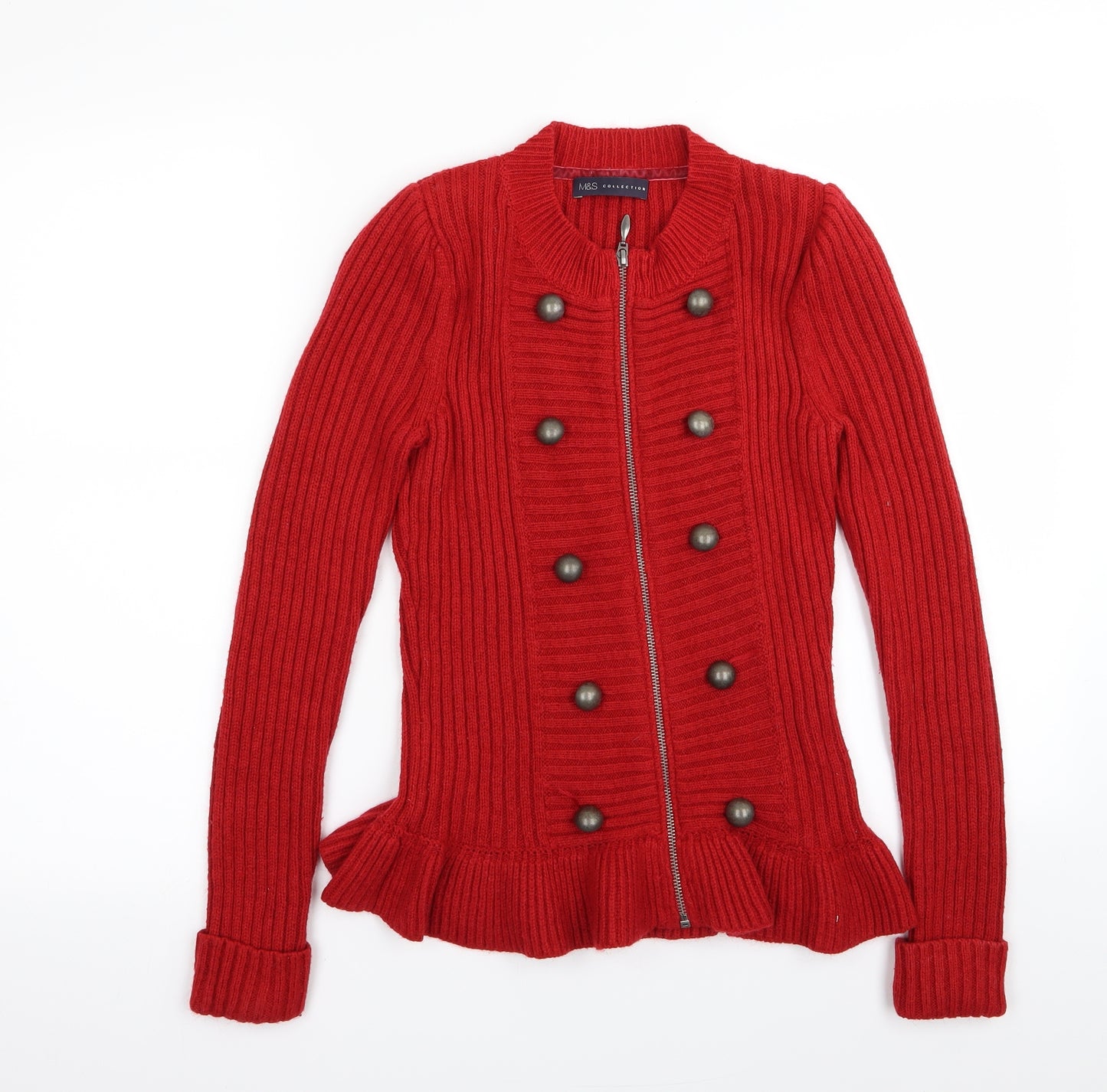 M&S Womens Red   Cardigan Jumper Size 10