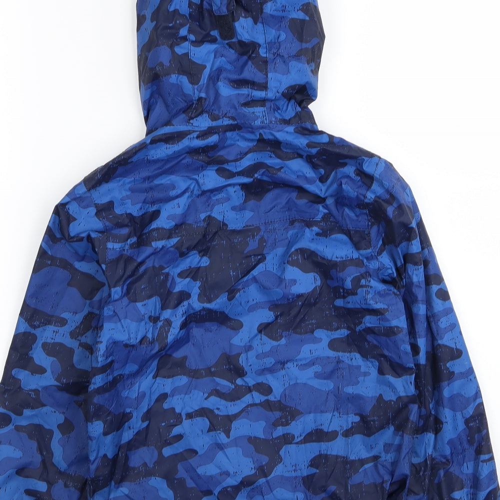 Mountain Warehouse Boys Blue Camouflage  Rain Coat Coat Size 7-8 Years