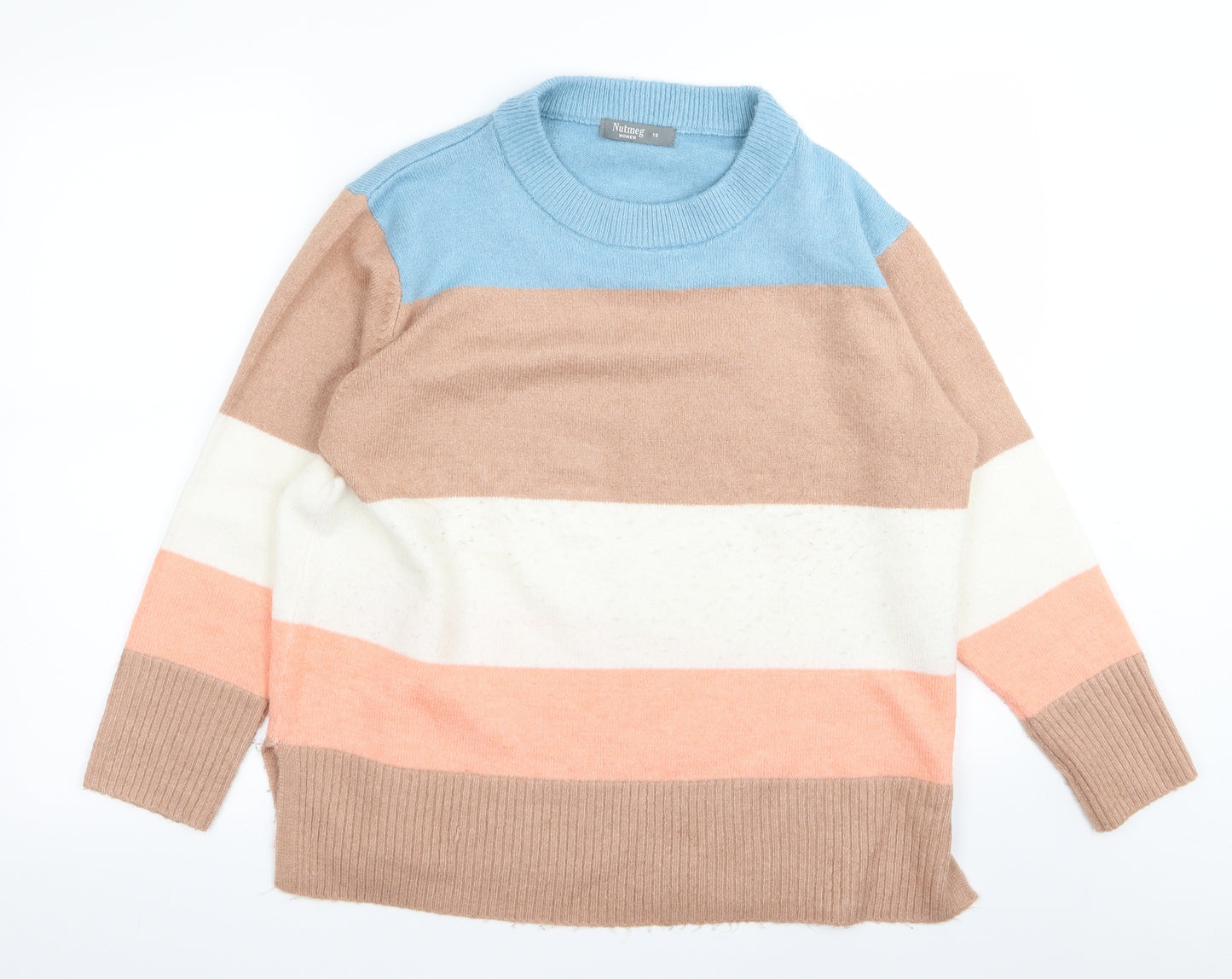 Nutmeg Womens Multicoloured Striped  Pullover Jumper Size 16