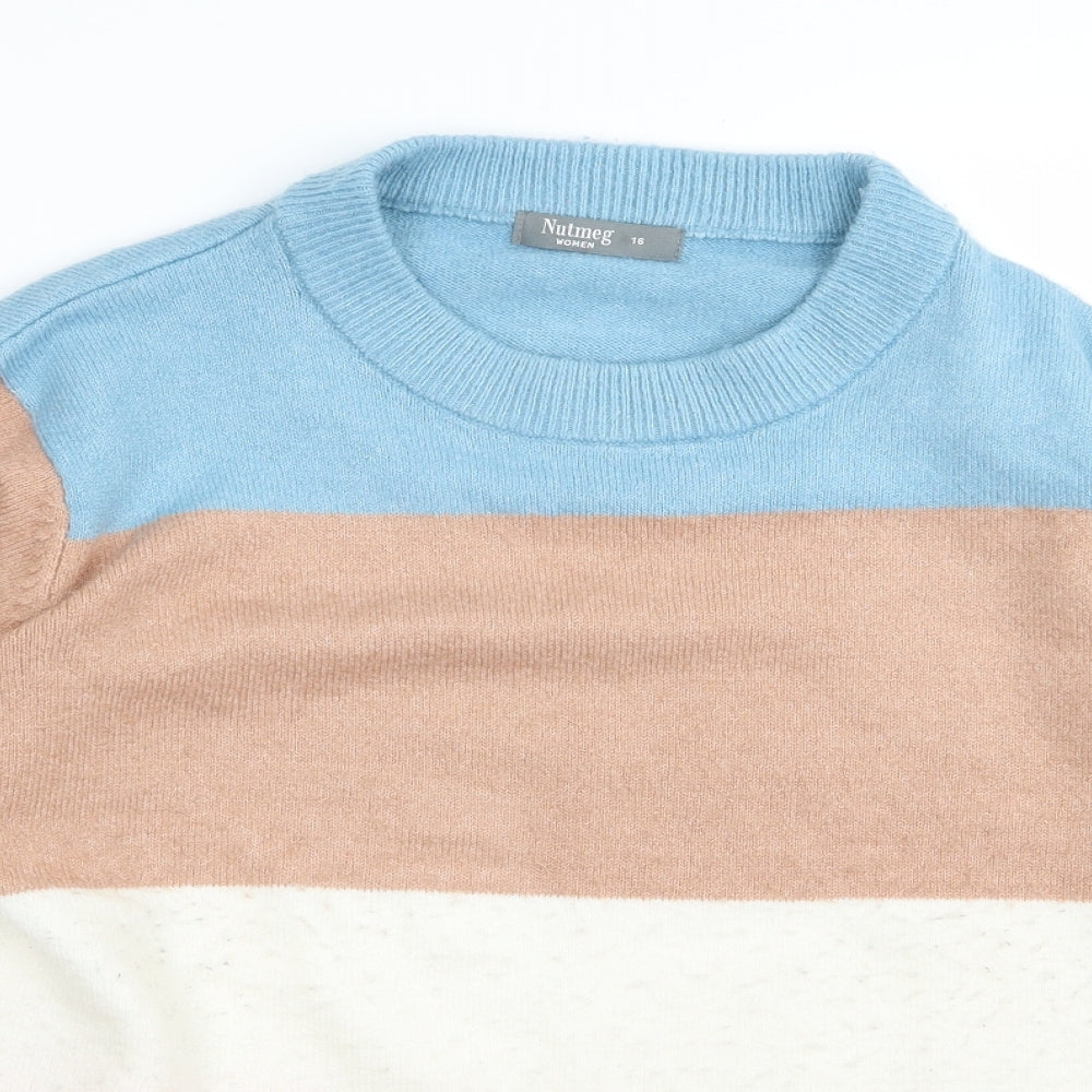 Nutmeg Womens Multicoloured Striped  Pullover Jumper Size 16