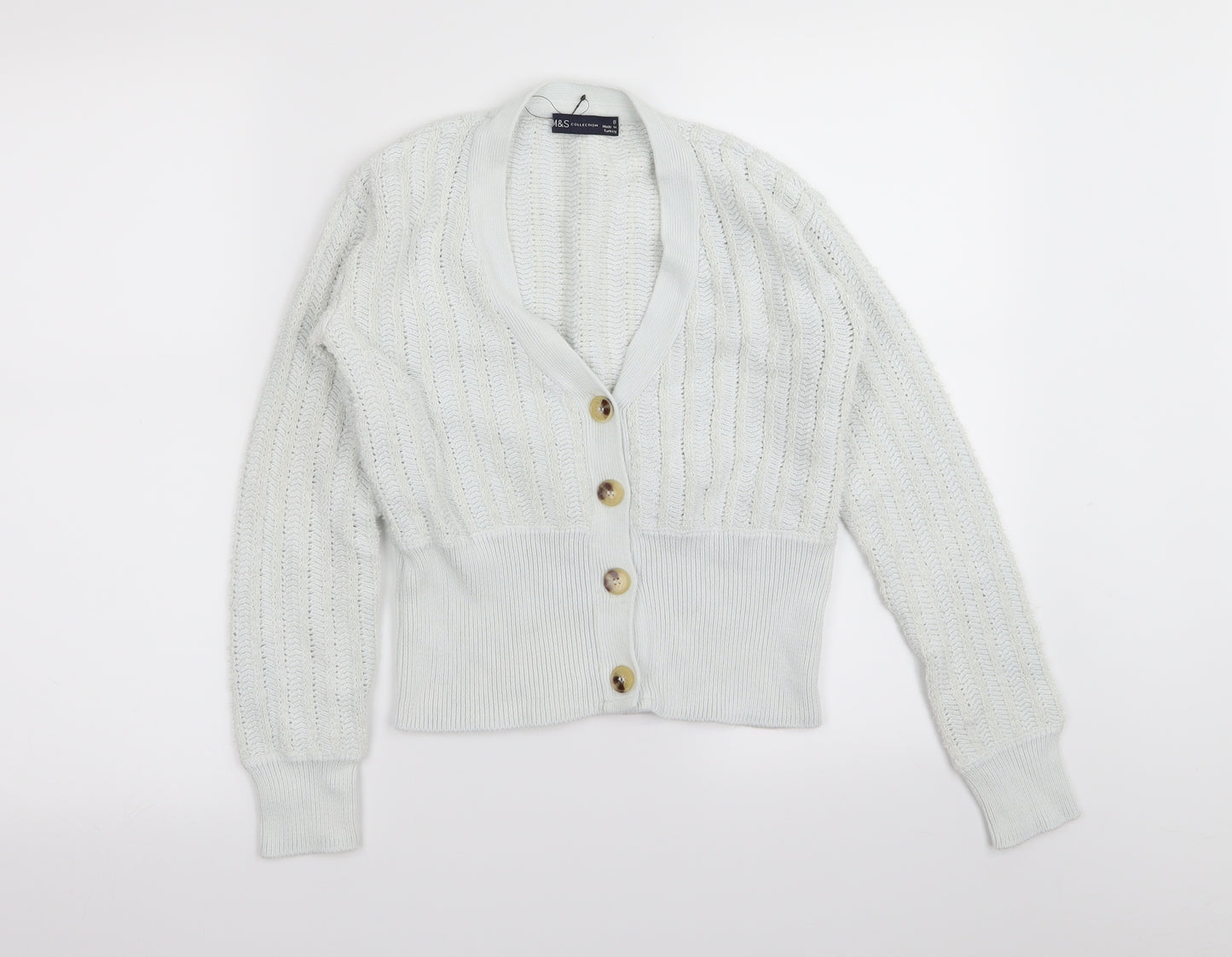 M&S Womens White   Cardigan Jumper Size 8