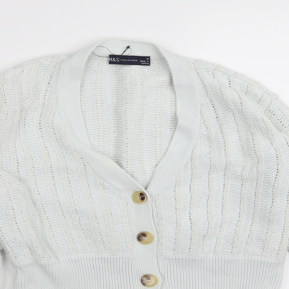 M&S Womens White   Cardigan Jumper Size 8