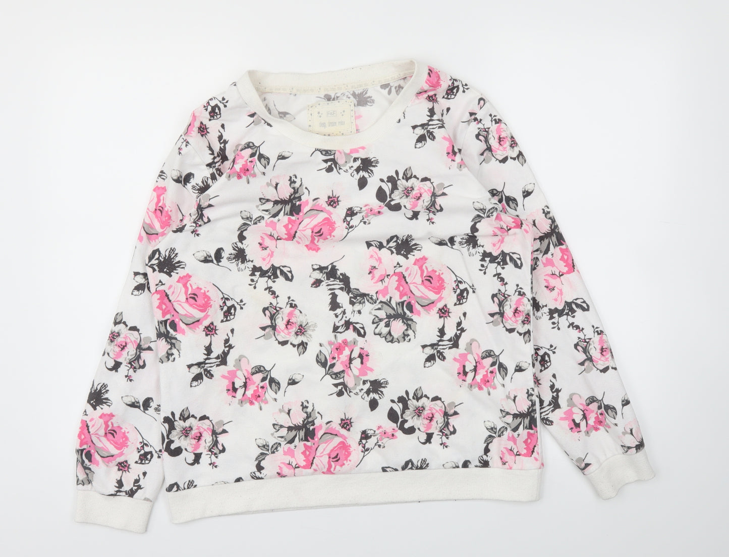 F&F Womens Pink Floral  Pullover Jumper Size 12