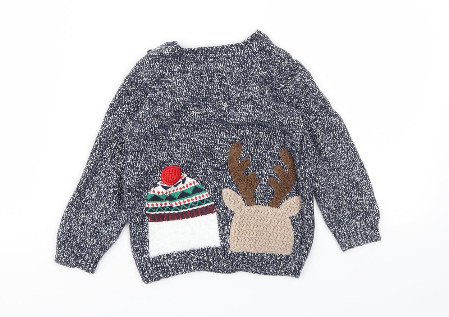 F&F  Blue Animal Print  Pullover Jumper Size 18-24 Months