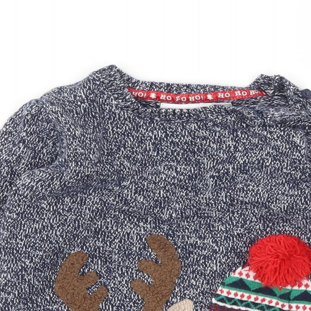 F&F  Blue Animal Print  Pullover Jumper Size 18-24 Months