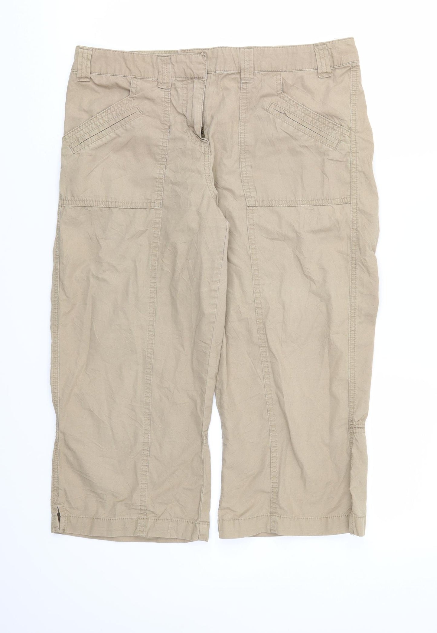 M&S Womens Beige   Capri Trousers Size 12 L20 in