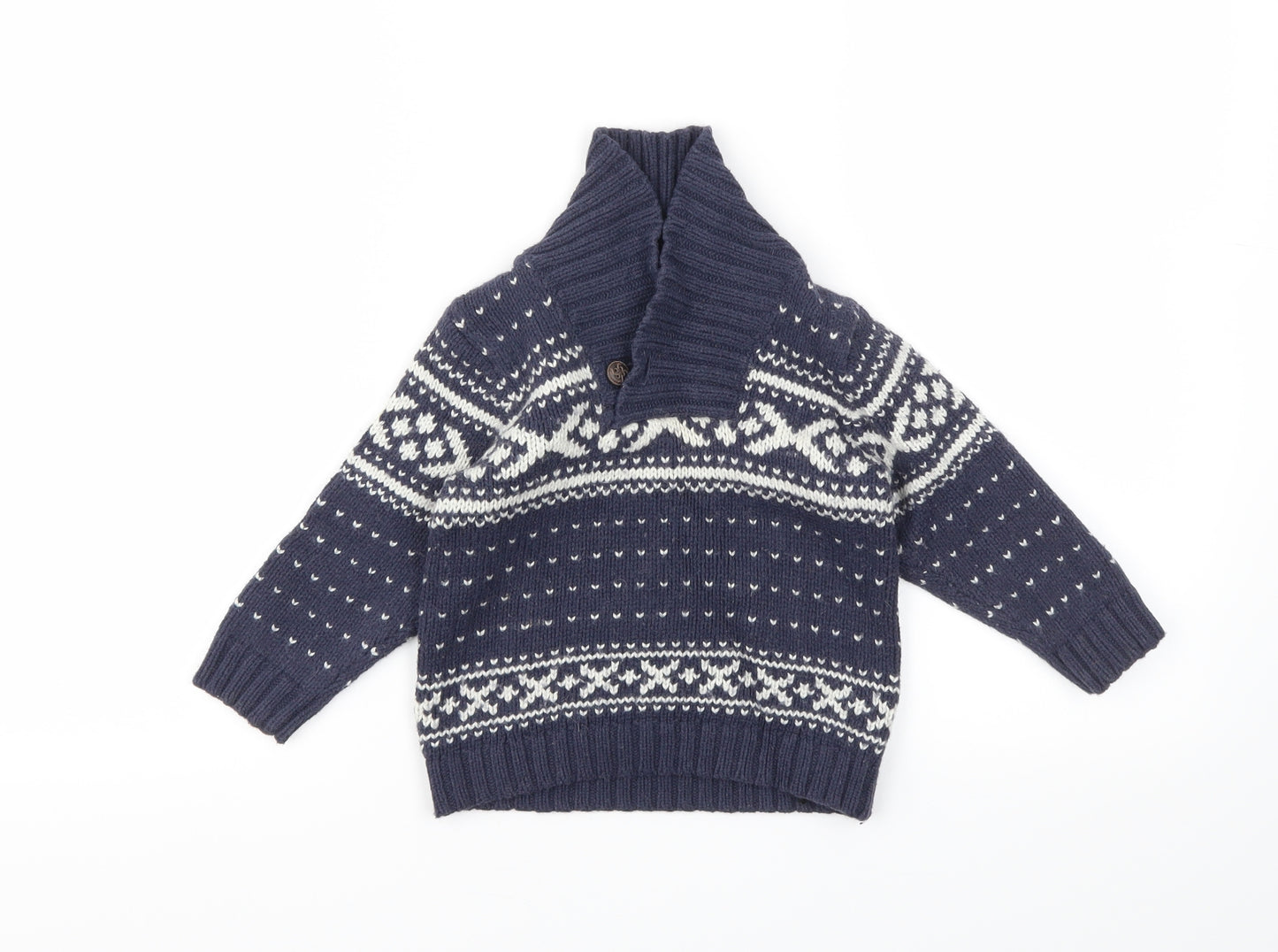 H&M  Blue Argyle/Diamond  Pullover Jumper Size 12-18 Months