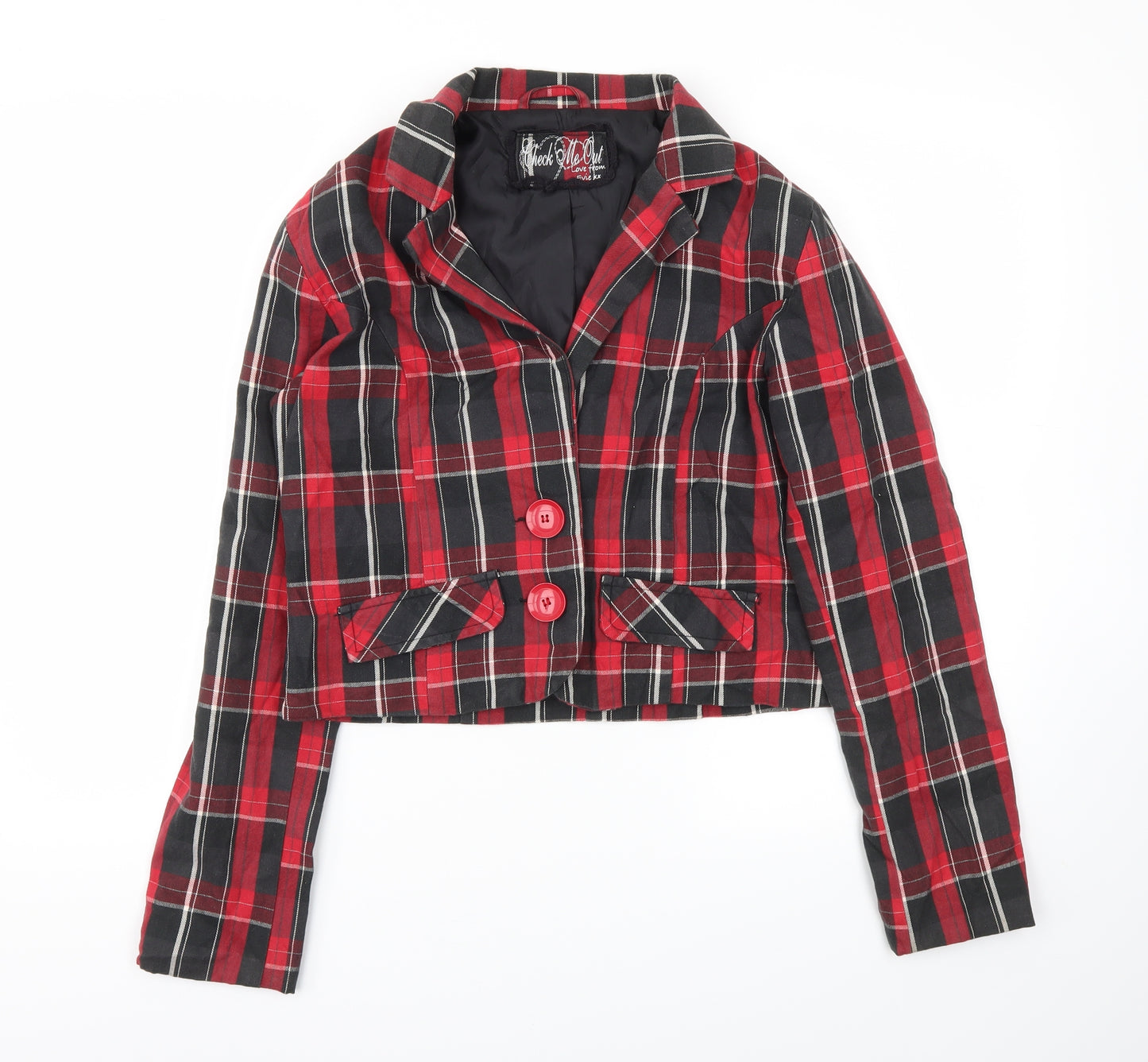 CHECK ME OUT  Womens Red Check  Jacket Blazer Size 14