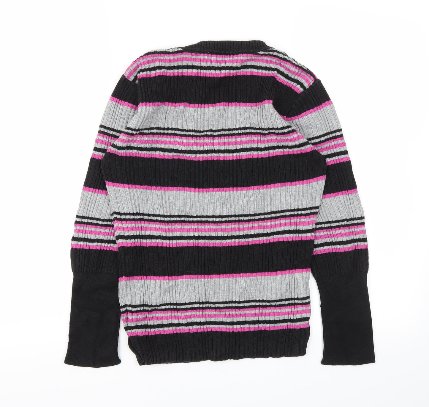 Papaya Womens Black Striped  Basic T-Shirt Size 12