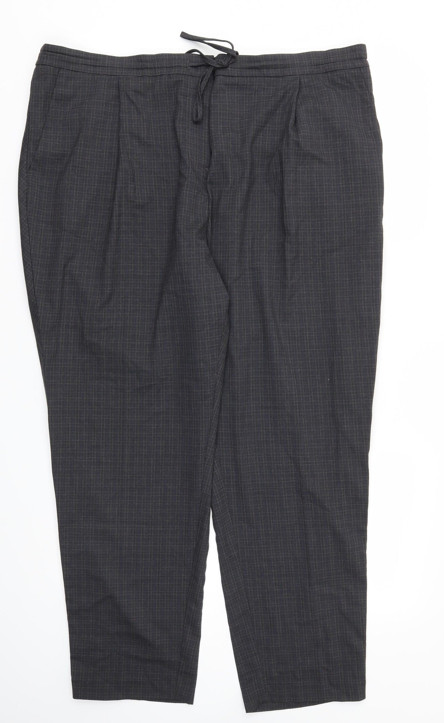 NEXT Womens Grey Check  Trousers  Size 22 L28 in - Stretch waistband