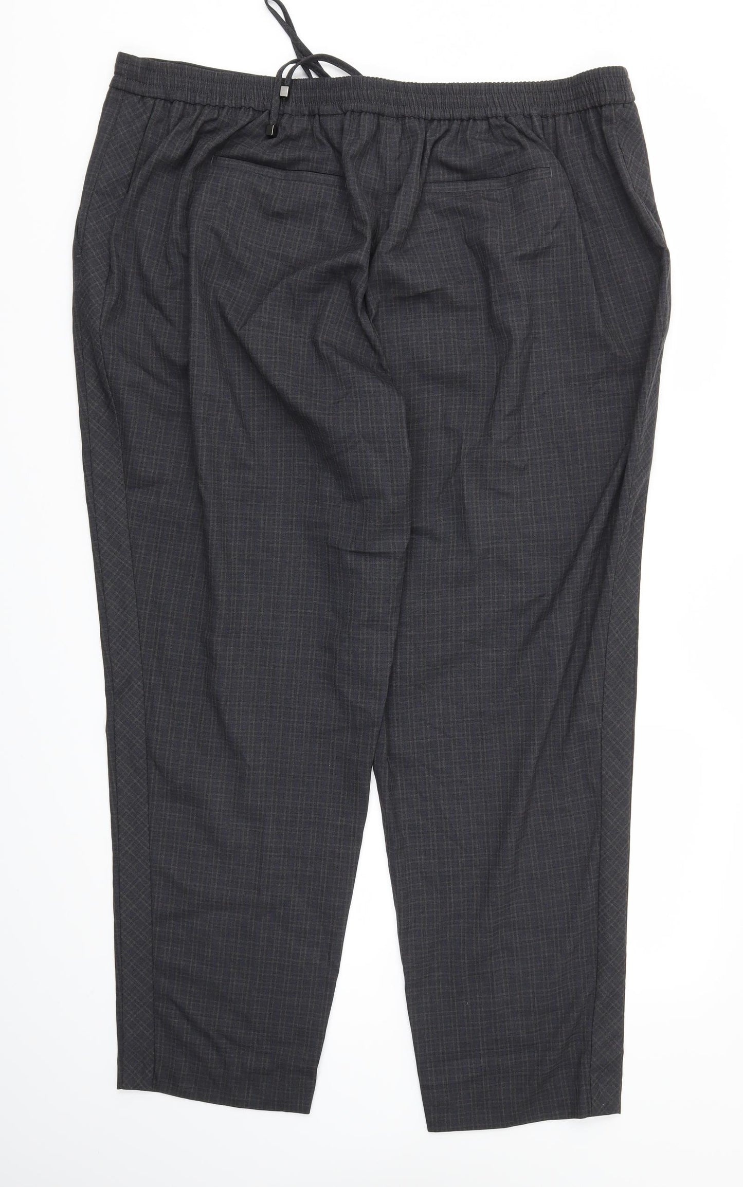 NEXT Womens Grey Check  Trousers  Size 22 L28 in - Stretch waistband