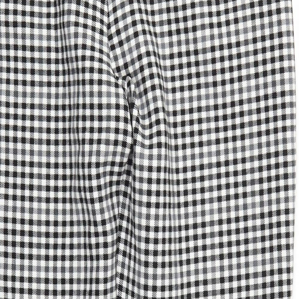 M&S Womens Black Check  Trousers  Size 14 L24 in