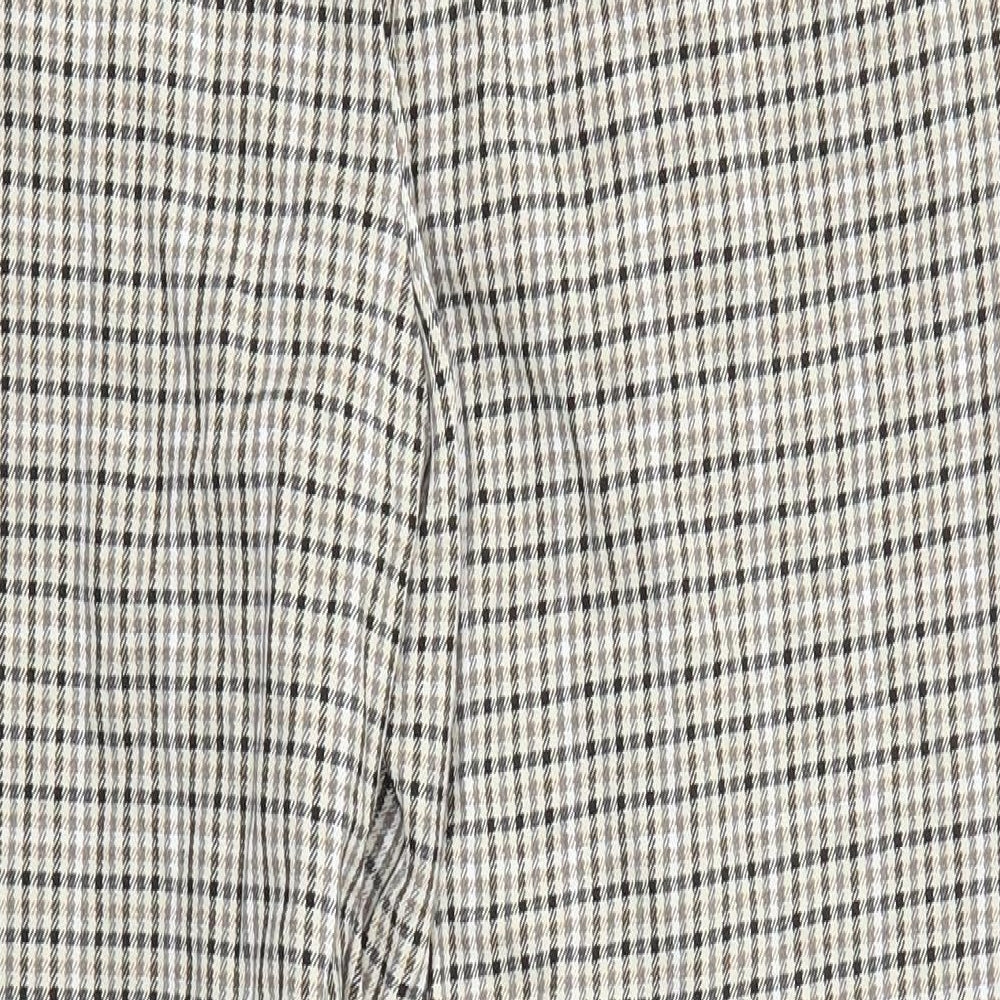 Zara Womens Brown Check  Capri Trousers Size 16 L23 in