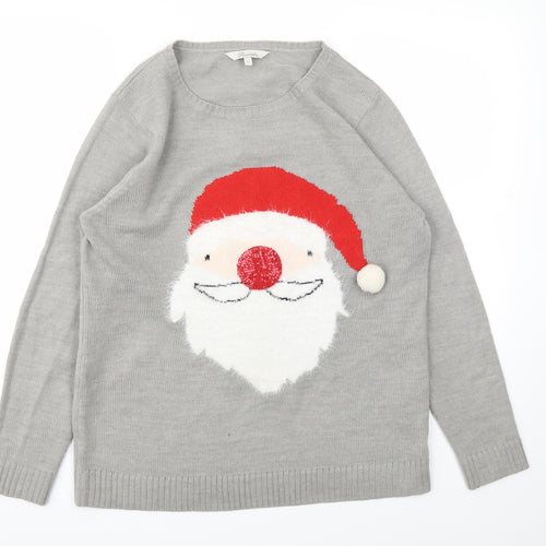 Peakocks Womens Grey Animal Print  Pullover Jumper Size L