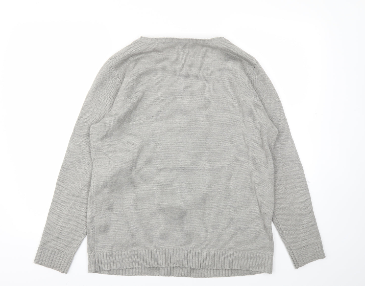 Peakocks Womens Grey Animal Print  Pullover Jumper Size L