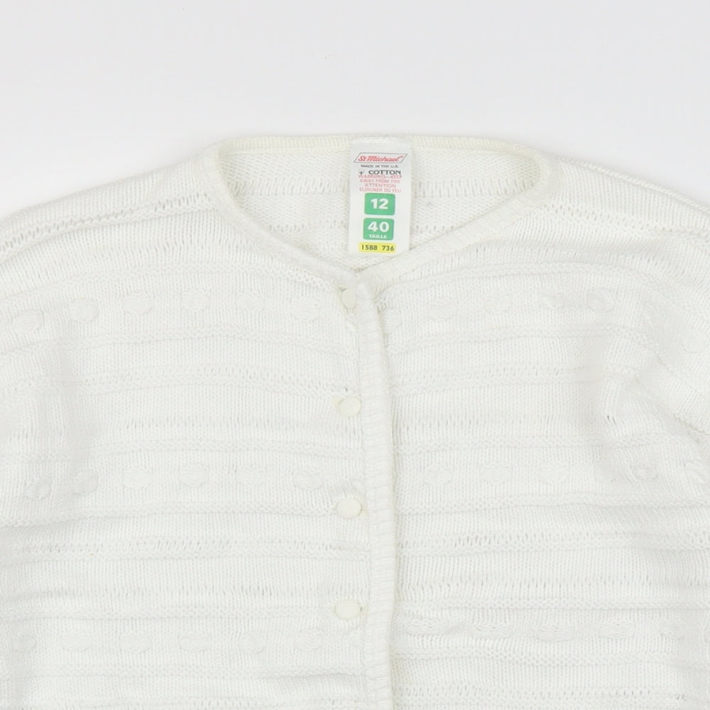 St Michael Womens White   Cardigan Jumper Size 12