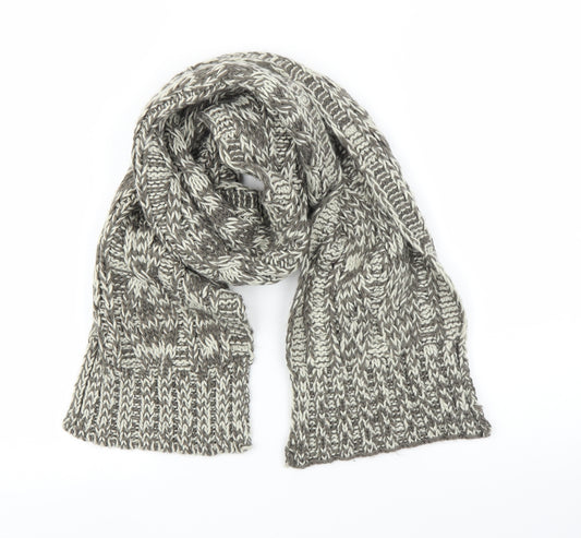 Front view of Preworn unisex grey scarf - cable knit