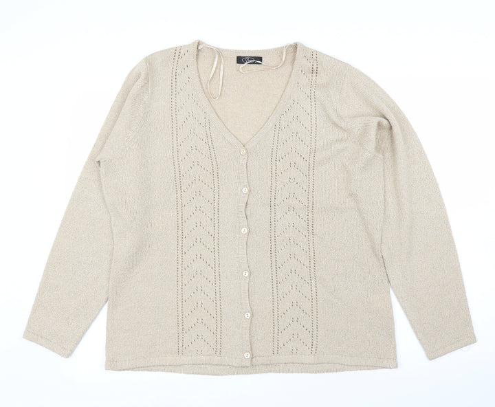 BM Womens Beige   Cardigan Jumper Size M
