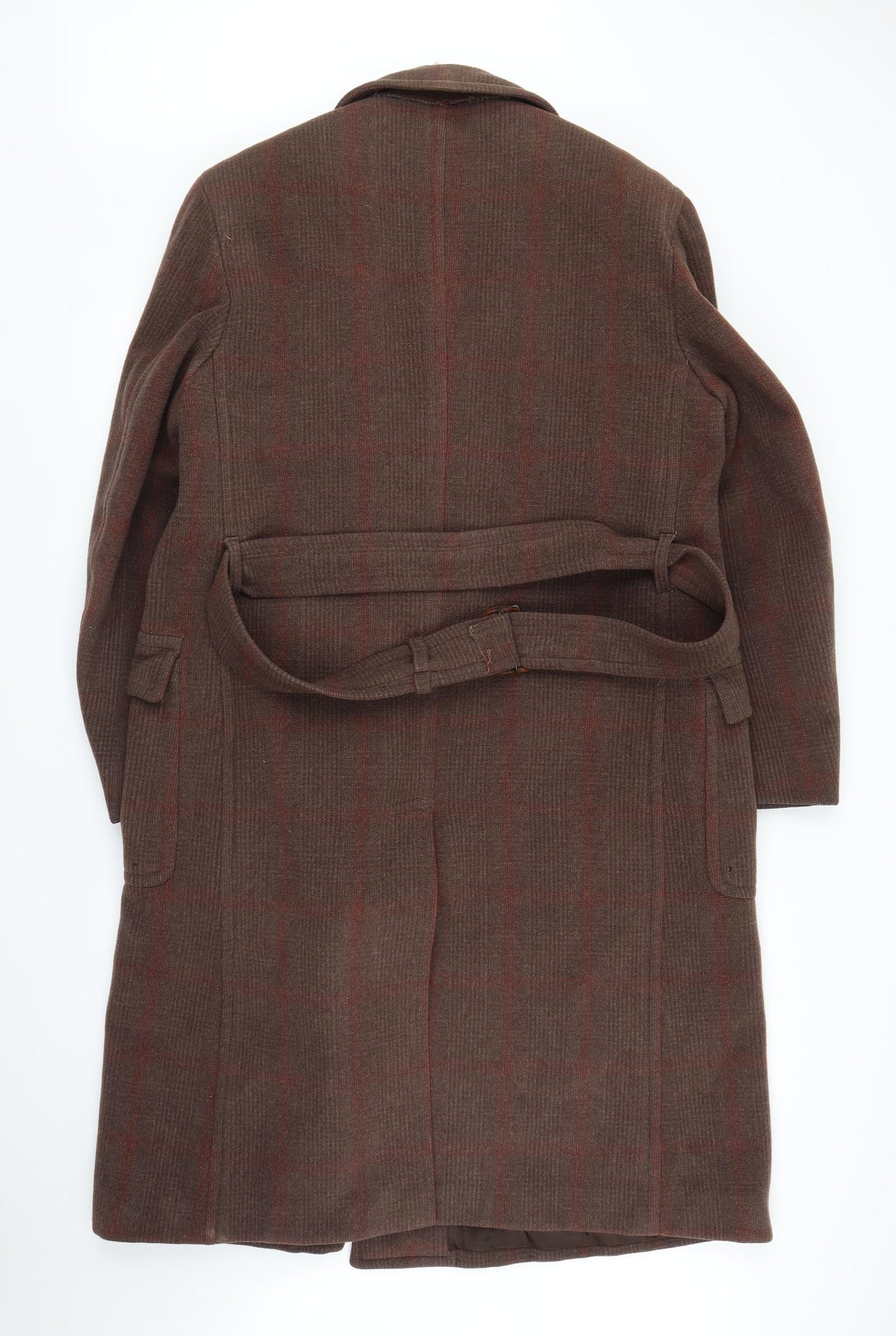 Preworn Mens Brown Plaid  Pea Coat Coat Size XL