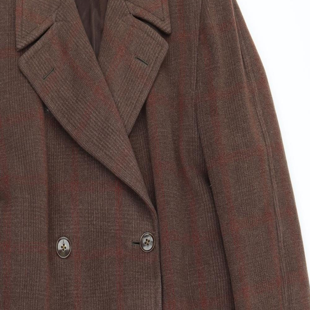 Preworn Mens Brown Plaid  Pea Coat Coat Size XL