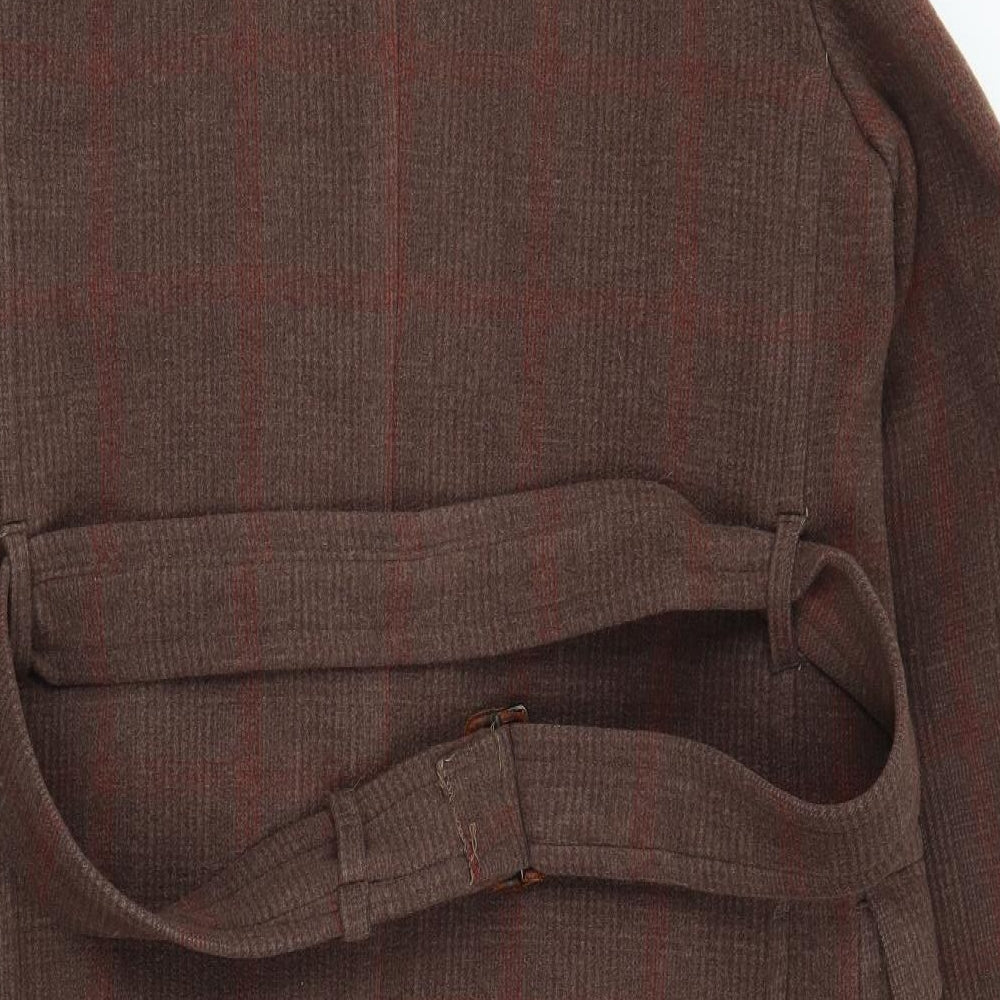 Preworn Mens Brown Plaid  Pea Coat Coat Size XL