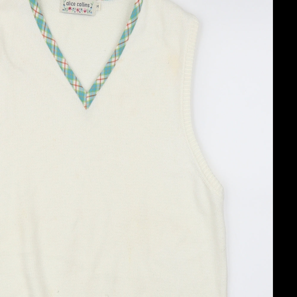 Alice Collins Mens White   Vest Jumper Size M