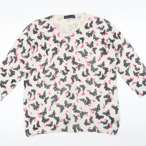 M&S Womens Beige Animal Print  Pullover Jumper Size 16  - Butterfly