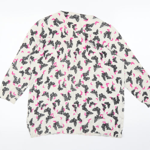 M&S Womens Beige Animal Print  Pullover Jumper Size 16  - Butterfly