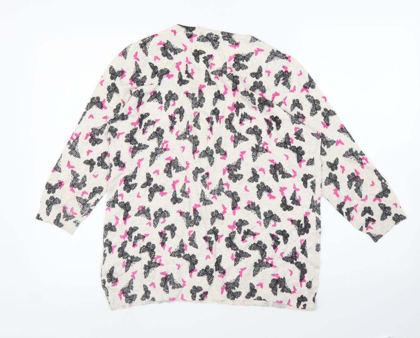 M&S Womens Beige Animal Print  Pullover Jumper Size 16  - Butterfly