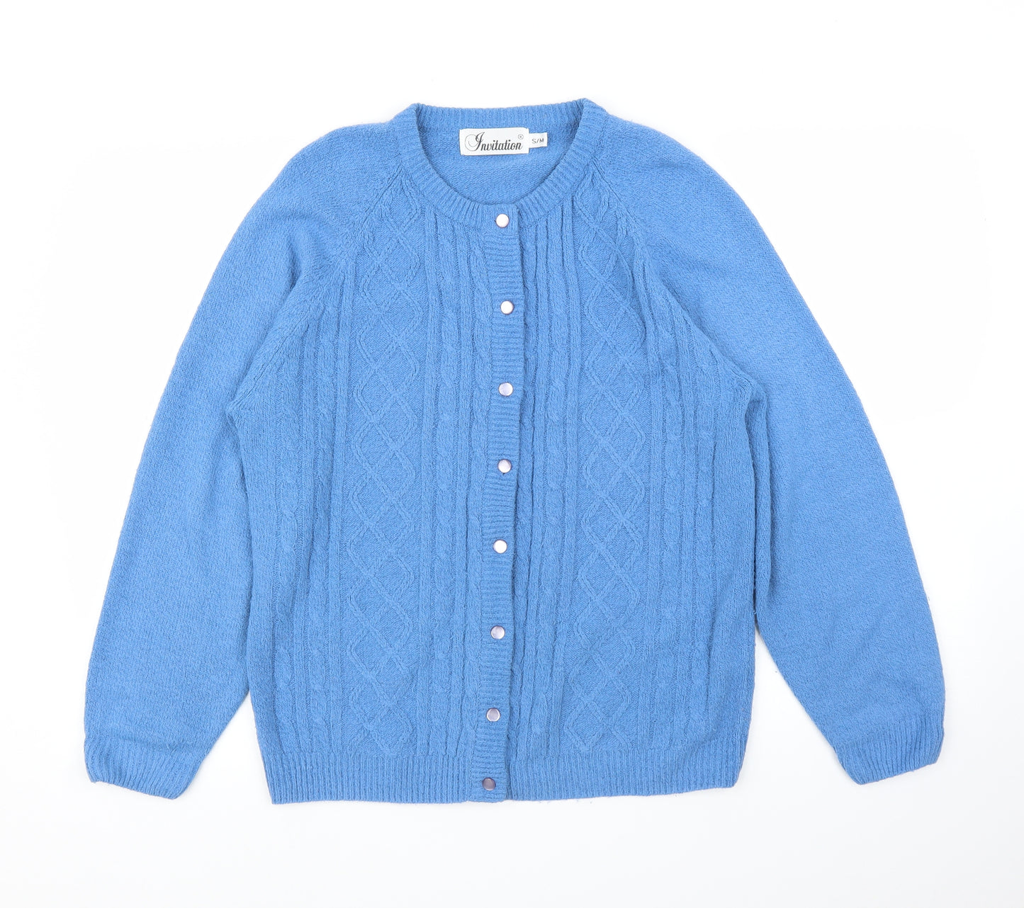 Invitation Womens Blue Argyle/Diamond  Cardigan Jumper Size M