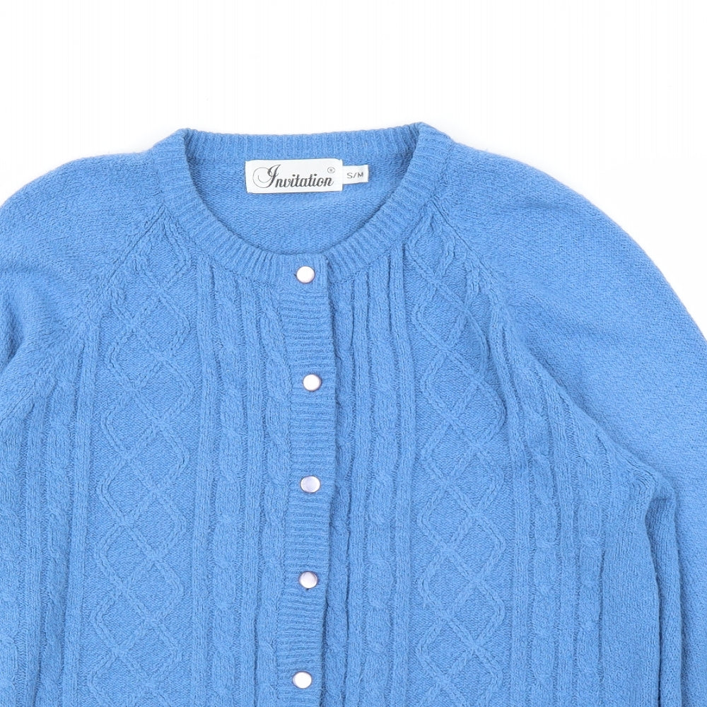 Invitation Womens Blue Argyle/Diamond  Cardigan Jumper Size M