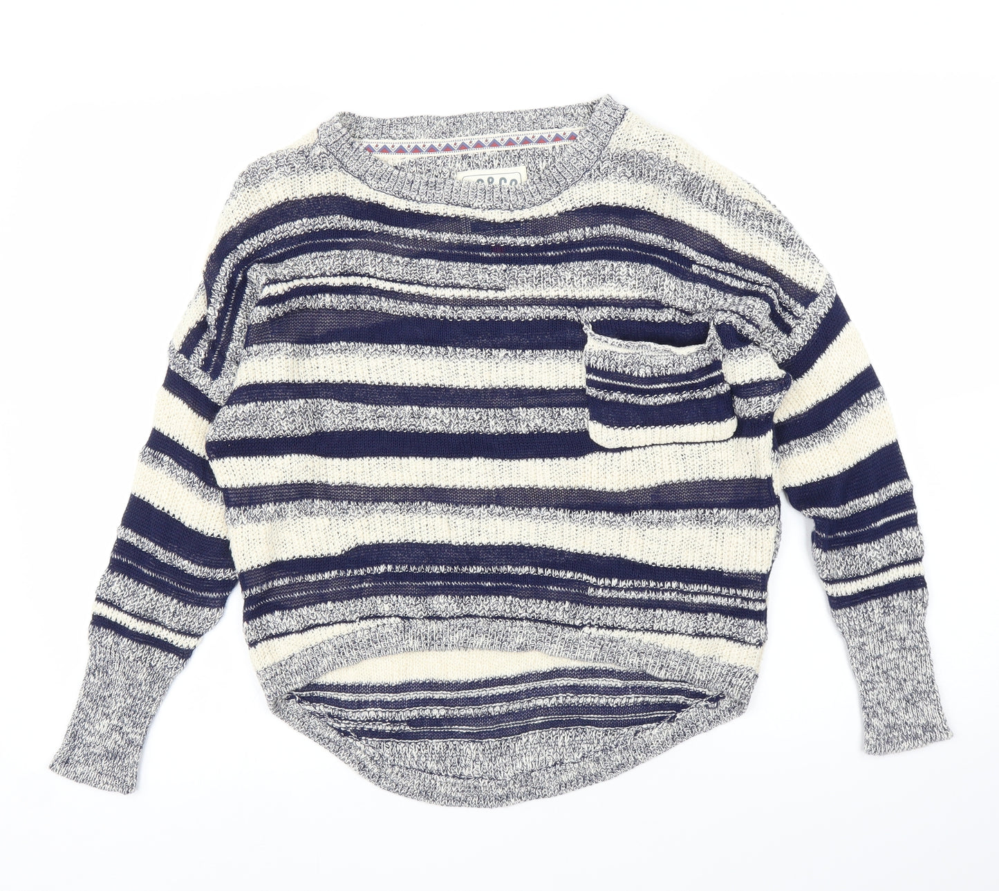 SoulCal&Co Womens Blue Striped  Pullover Jumper Size 10
