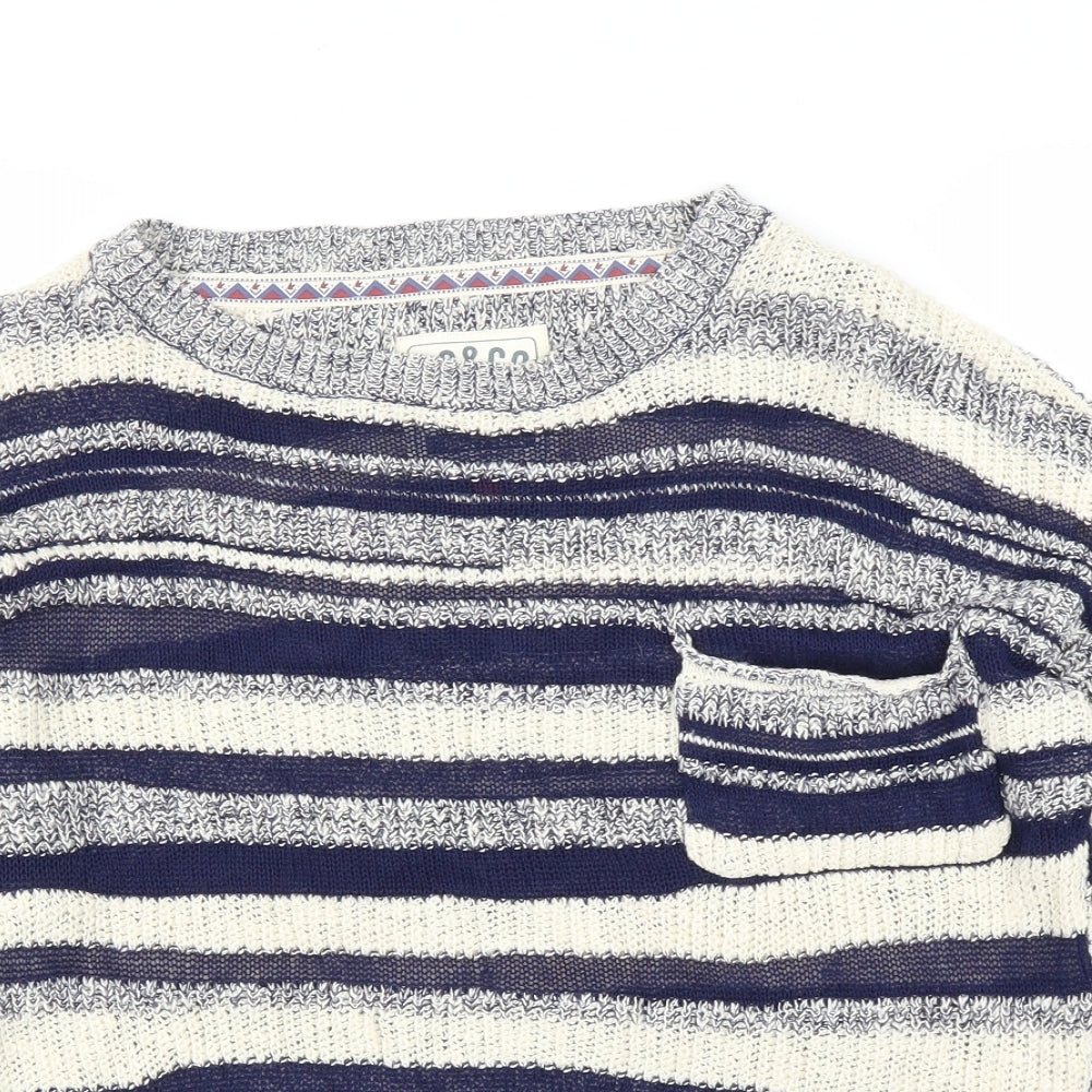 SoulCal&Co Womens Blue Striped  Pullover Jumper Size 10