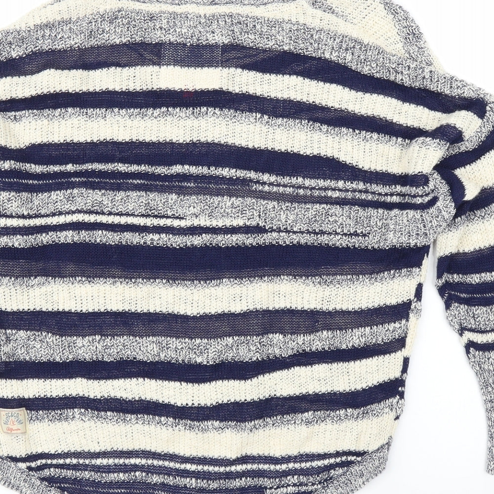 SoulCal&Co Womens Blue Striped  Pullover Jumper Size 10