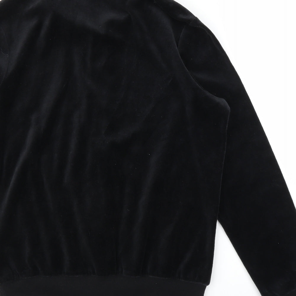 M&S Womens Black  Velvet Full Zip Jumper Size 14