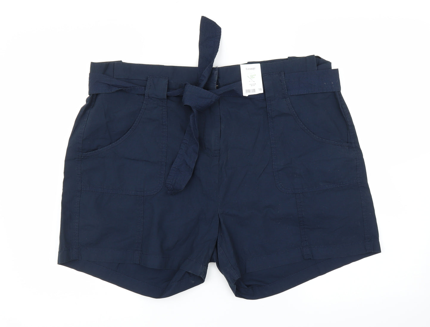 George Womens Blue   Paperbag Shorts Size 18