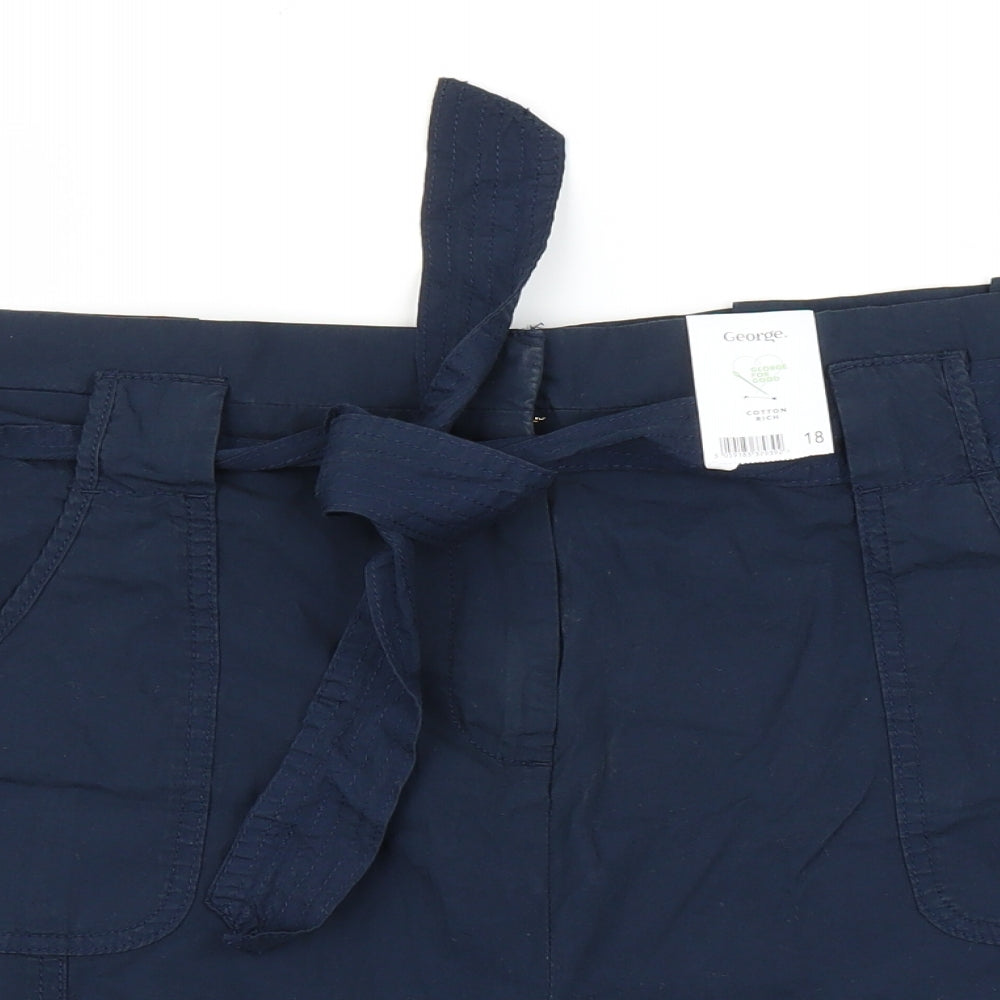 George Womens Blue   Paperbag Shorts Size 18