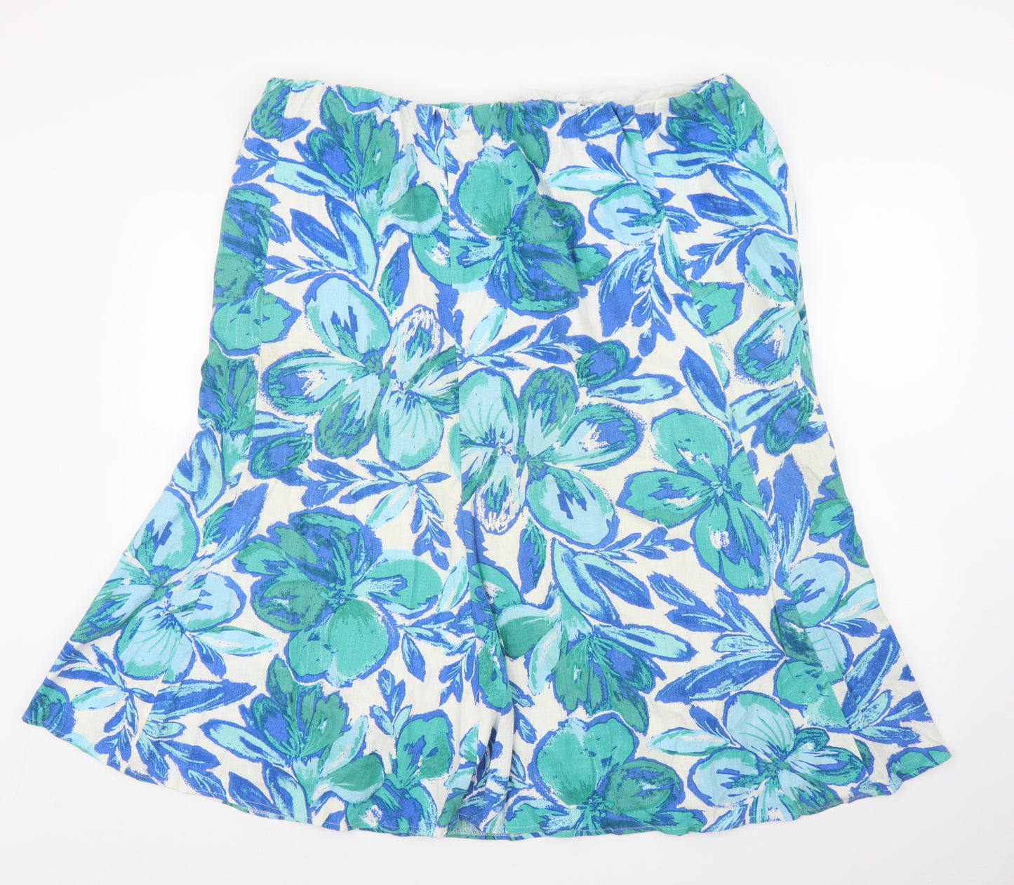 M&Co Womens Blue Floral  Trumpet Skirt Size 22