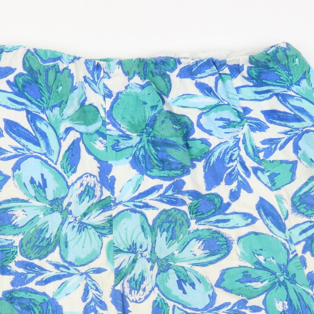 M&Co Womens Blue Floral  Trumpet Skirt Size 22