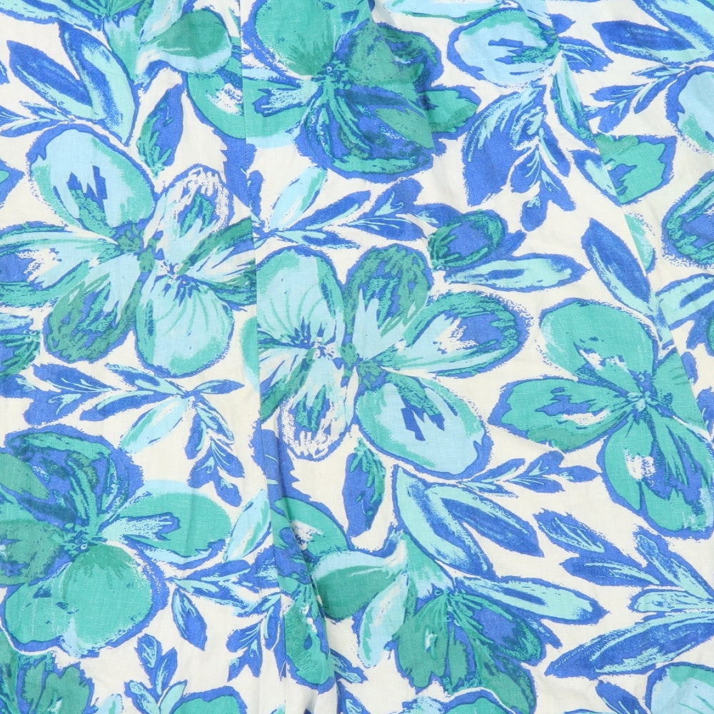 M&Co Womens Blue Floral  Trumpet Skirt Size 22