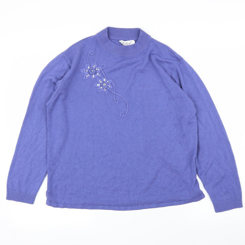 Reflect Womens Blue Floral  Cardigan Jumper Size L